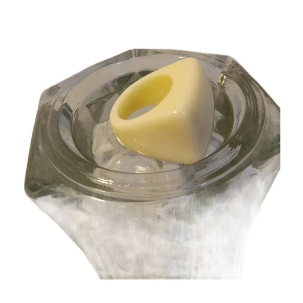 Acrylic Square Statement Rings Womens Size 7 Beige Bold Fashionable
